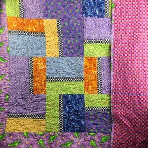 Project Linus Colorful Patchwork Dragon Bed Crib Blanket 46"x54.5"